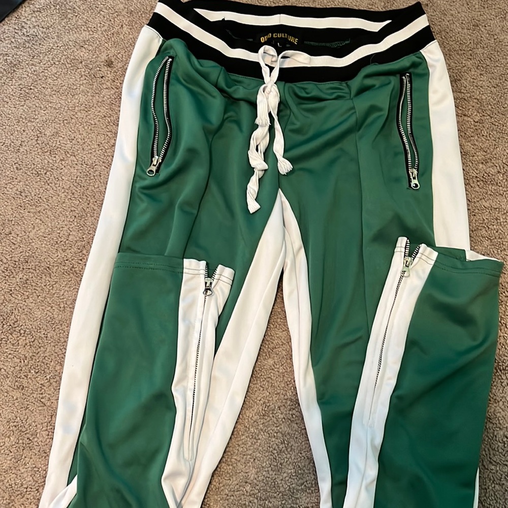 Odd culture Large Green/white slim fit Track pants
